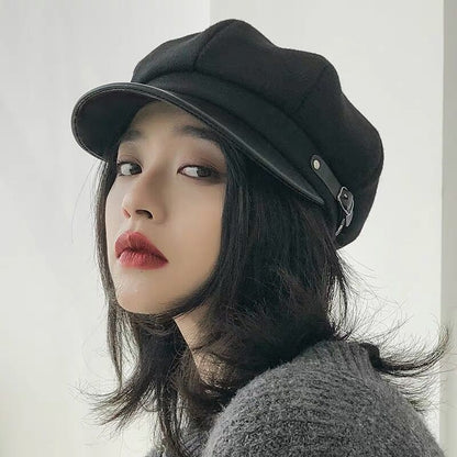 Versatile Korean Beret Hat, Women's Retro Fashionable Octagonal Classic Style Cap Classic Beret Hat Cap