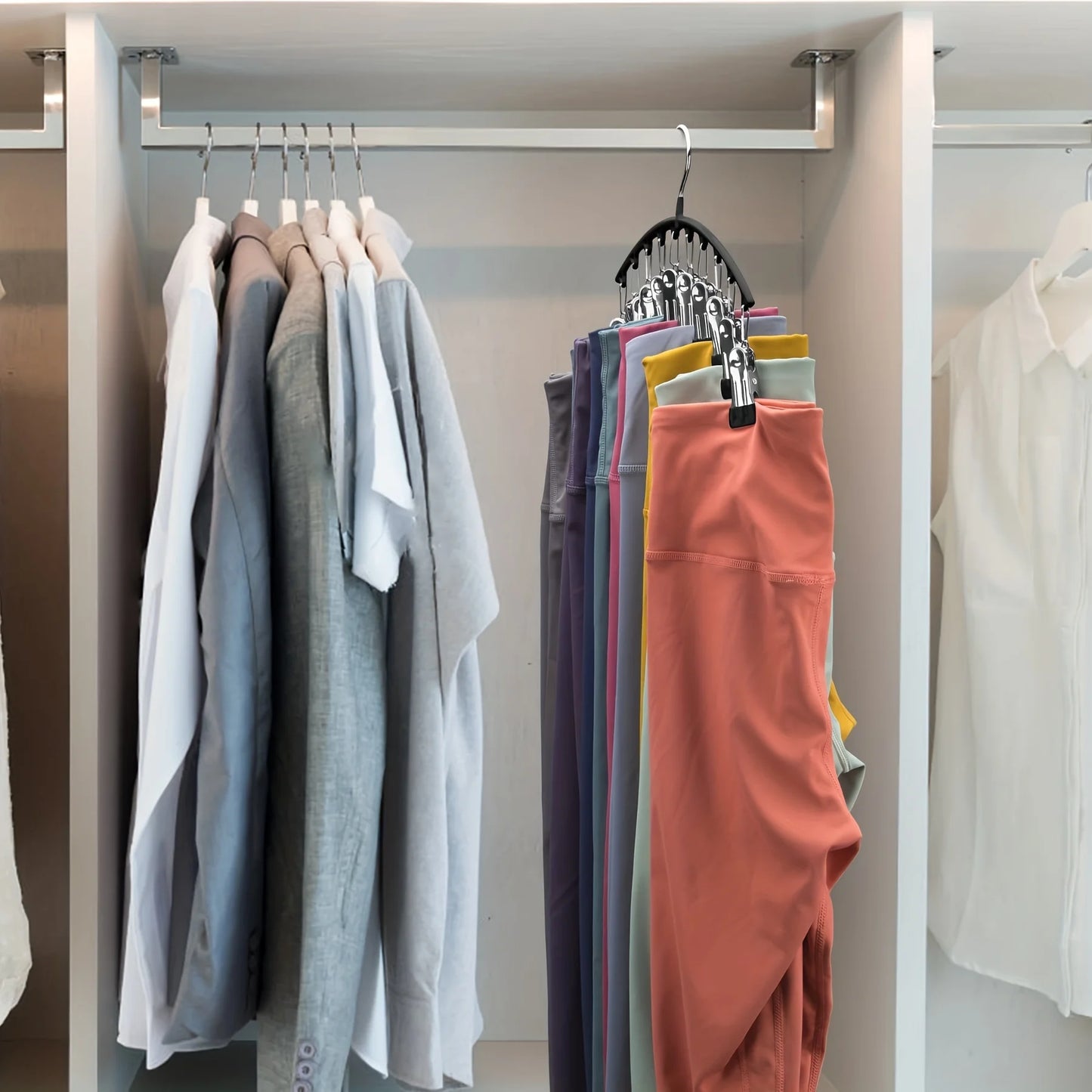 Curved Shape Metal Yoga Pants Hanger, Clothespins, Holds Leggings, Closet Organizer Pants Hanger