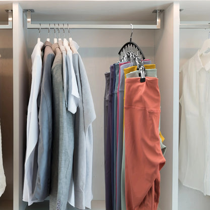 Curved Shape Metal Yoga Pants Hanger, Clothespins, Holds Leggings, Closet Organizer Pants Hanger