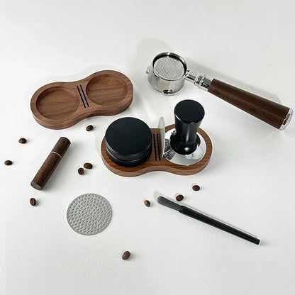 Walnut Wood Coffee Tamper Mat Station Stand Storage Pad For Coffee Tools And Filter Screen Holder 1