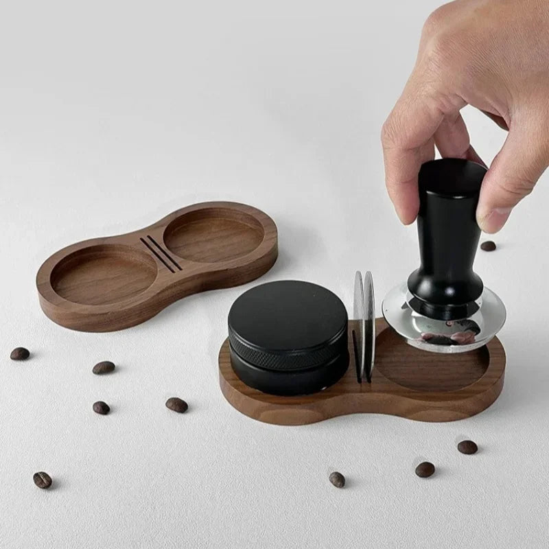 Walnut Wood Coffee Tamper Mat Station Stand Storage Pad For Coffee Tools And Filter Screen Holder 3