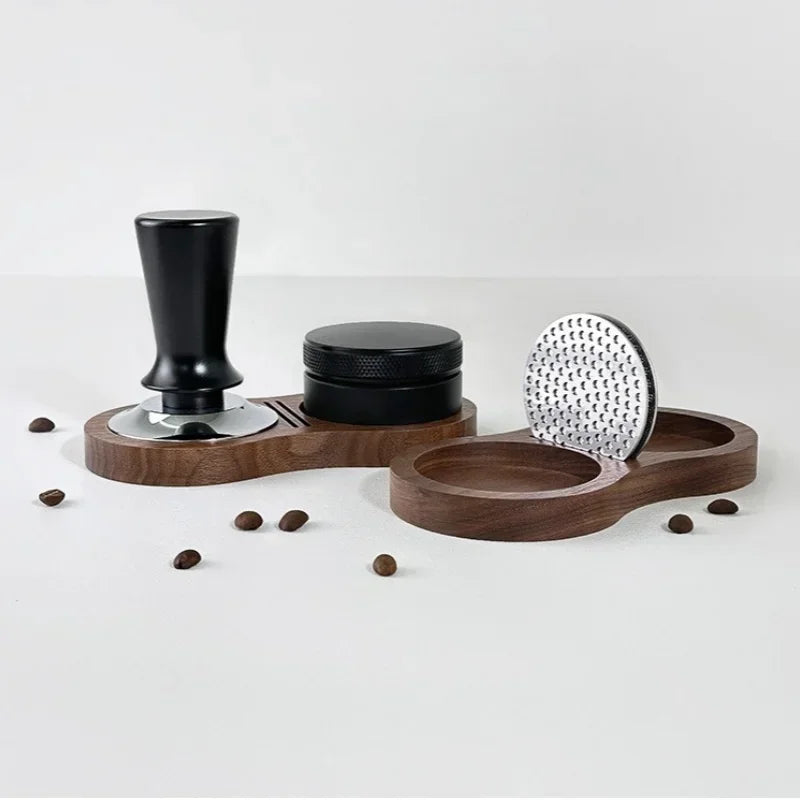 Walnut Wood Coffee Tamper Mat Station Stand Storage Pad For Coffee Tools And Filter Screen Holder 4