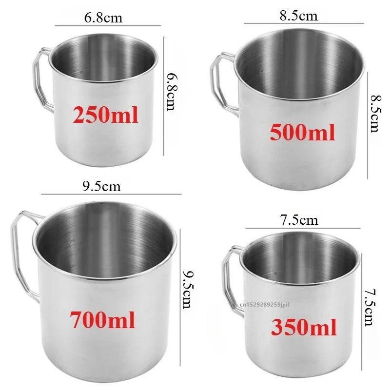 Stainless Steel Camping Cup Portable Outdoor Water Mug With Handle 1