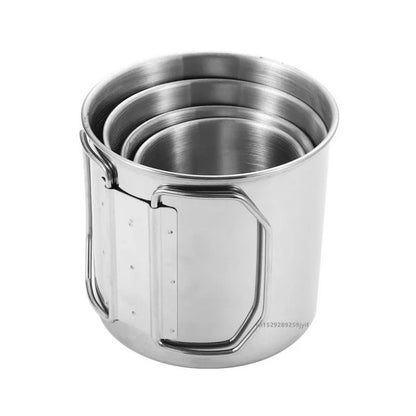 Stainless Steel Camping Cup Portable Outdoor Water Mug With Handle 4