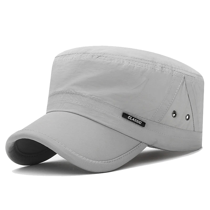 Mens and Womens Military Academy Flat Cap, Fashionable Sun Hat, Outdoor Sport Caps with Venting Holes