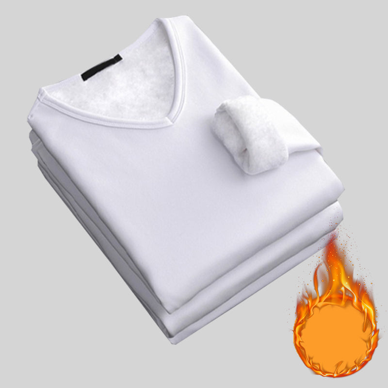 Mens Thickening Velvet Warm Tops Winter Long Sleeved Thermal Underwear Male V Neck Fashion Base Lay 2