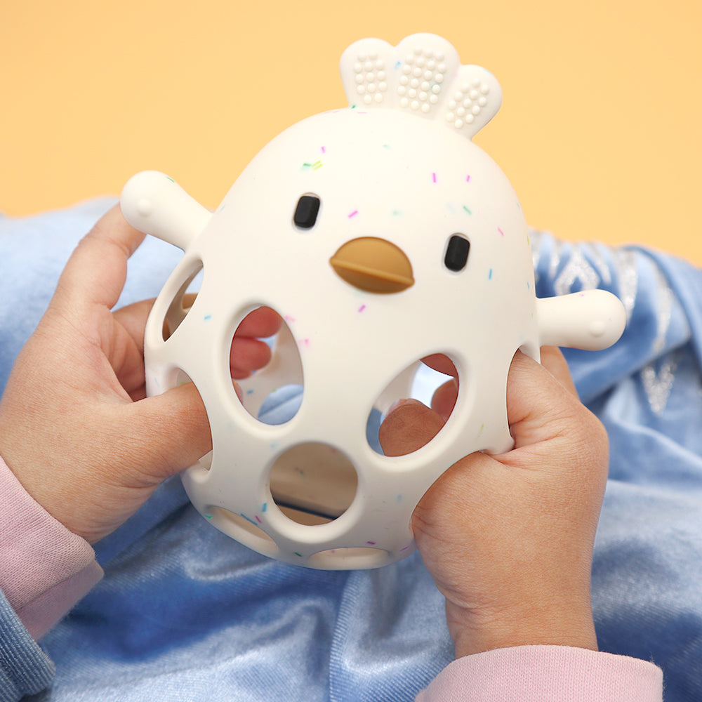 Hollow Out Baby Silicone Teether Toys Cartoon Chick Shape Baby Care Chewing Training