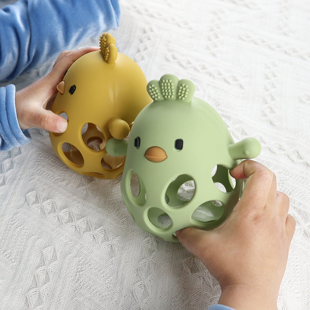 Hollow Out Baby Silicone Teether Toys Cartoon Chick Shape Baby Care Chewing Training 2