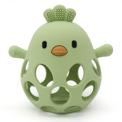 Hollow Out Baby Silicone Teether Toys Cartoon Chick Shape Baby Care Chewing Training 4