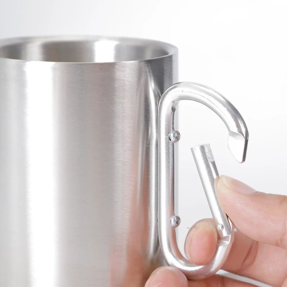 Stainless Steel Camping Cup With Carabiner Handle Portable Outdoor Mug 4