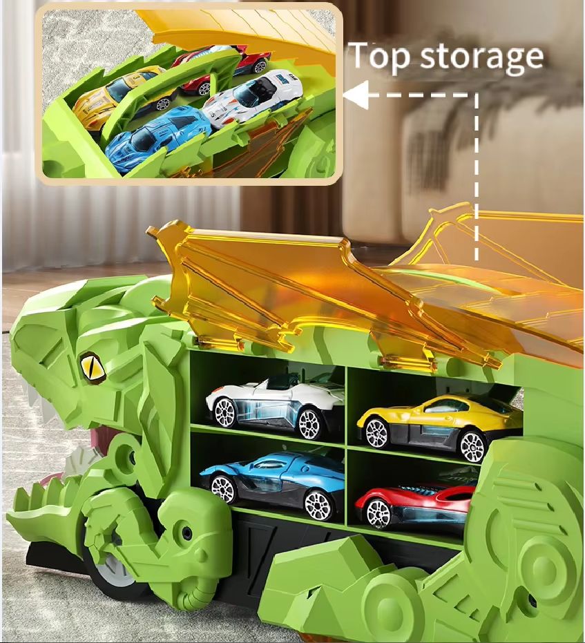 DinoDevour T Rex Transport Car Toy With Alloy Racers 2