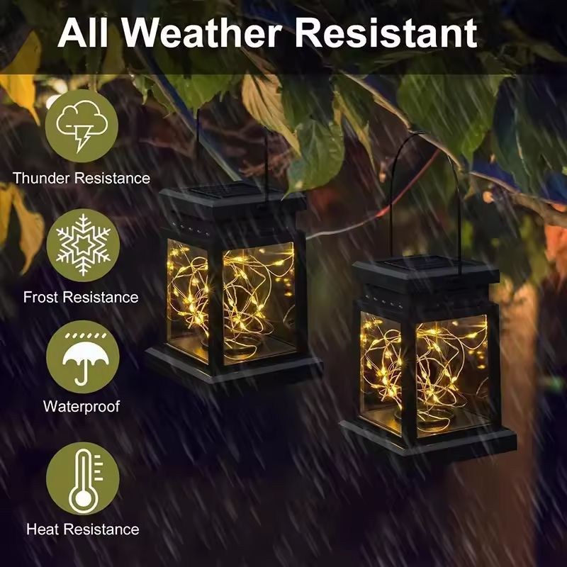SunGlow Eco Solar Hanging Lanterns  Outdoor Solar String Lights Set 2
