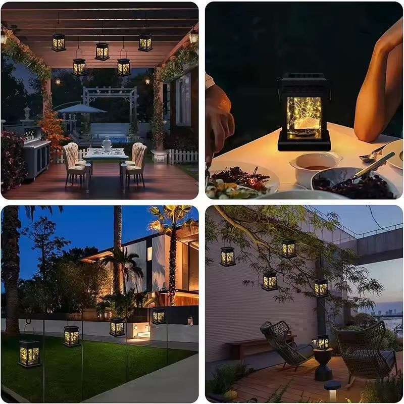 SunGlow Eco Solar Hanging Lanterns  Outdoor Solar String Lights Set 4