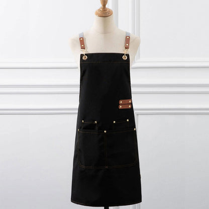 Oil-proof Waterproof Kitchen Apron, Large Pockets for Restaurant, Coffee Bar, or Waiter Work Uniform for Women and Men