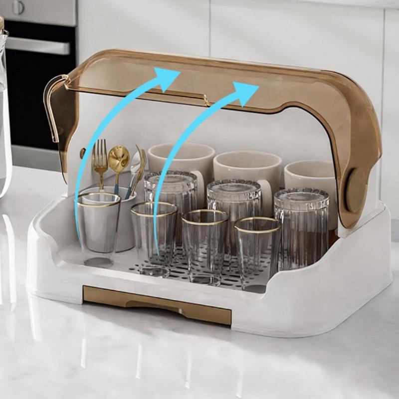 Baby Bottle Drying Rack with Removable Tray, Dustproof Storage Box, Portable, for Bottles and Accessories