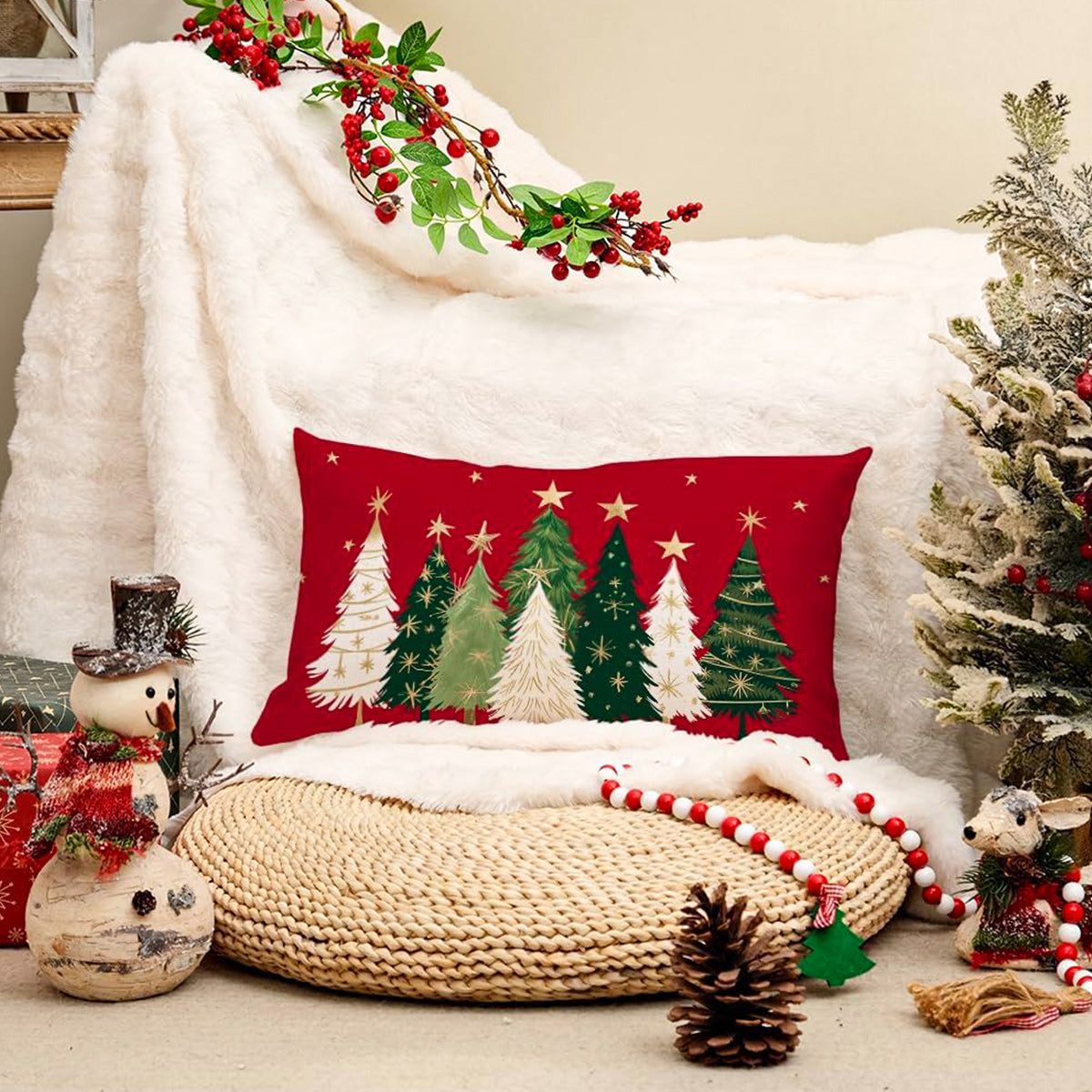 Xmas Pillow Cover, Merry Christmas Tree, Navidad New Year Decoration Gift Natal New Year Gift