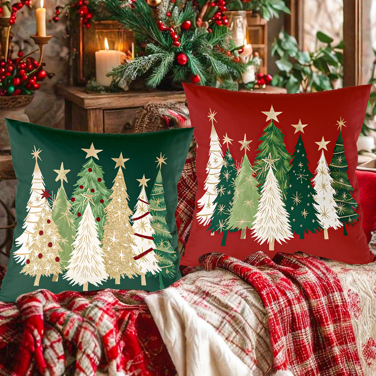 Xmas Pillow Cover, Merry Christmas Tree, Navidad New Year Decoration Gift Natal New Year Gift