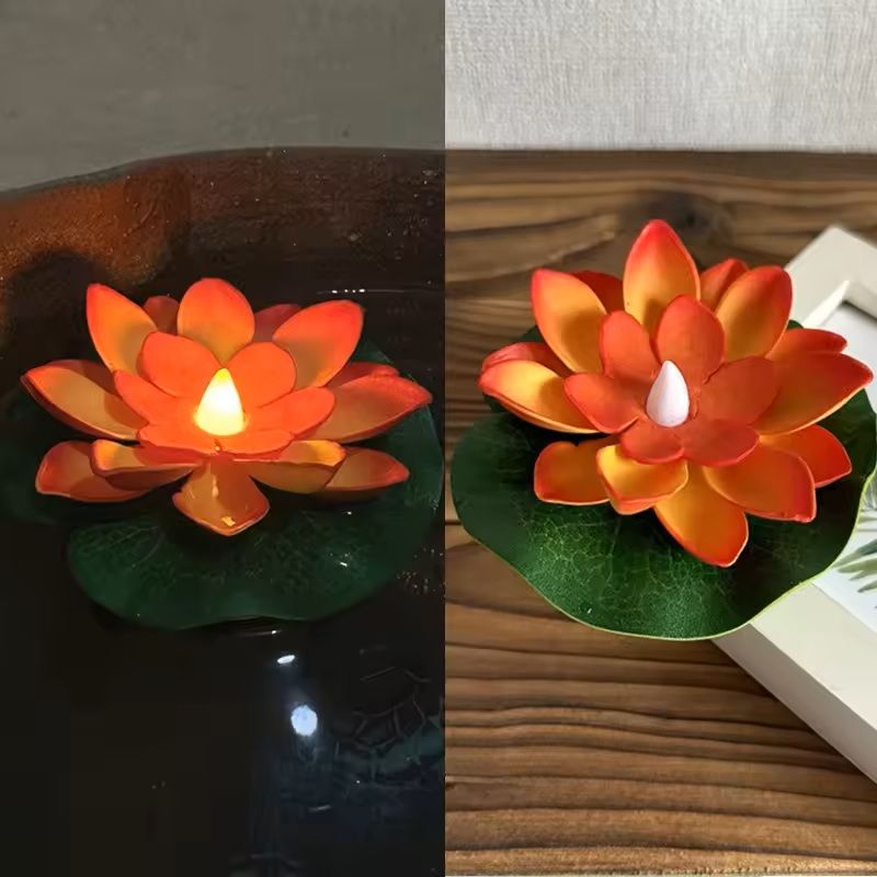LED Lotus Floating Night Lamp Water Sensor Flower Light For Garden Ponds Tanks  Festive Party Decor 3