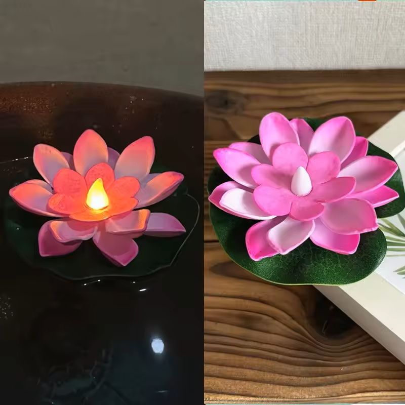 LED Lotus Floating Night Lamp Water Sensor Flower Light For Garden Ponds Tanks  Festive Party Decor 5