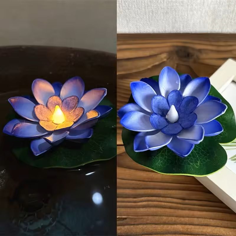 LED Lotus Floating Night Lamp Water Sensor Flower Light For Garden Ponds Tanks  Festive Party Decor 15