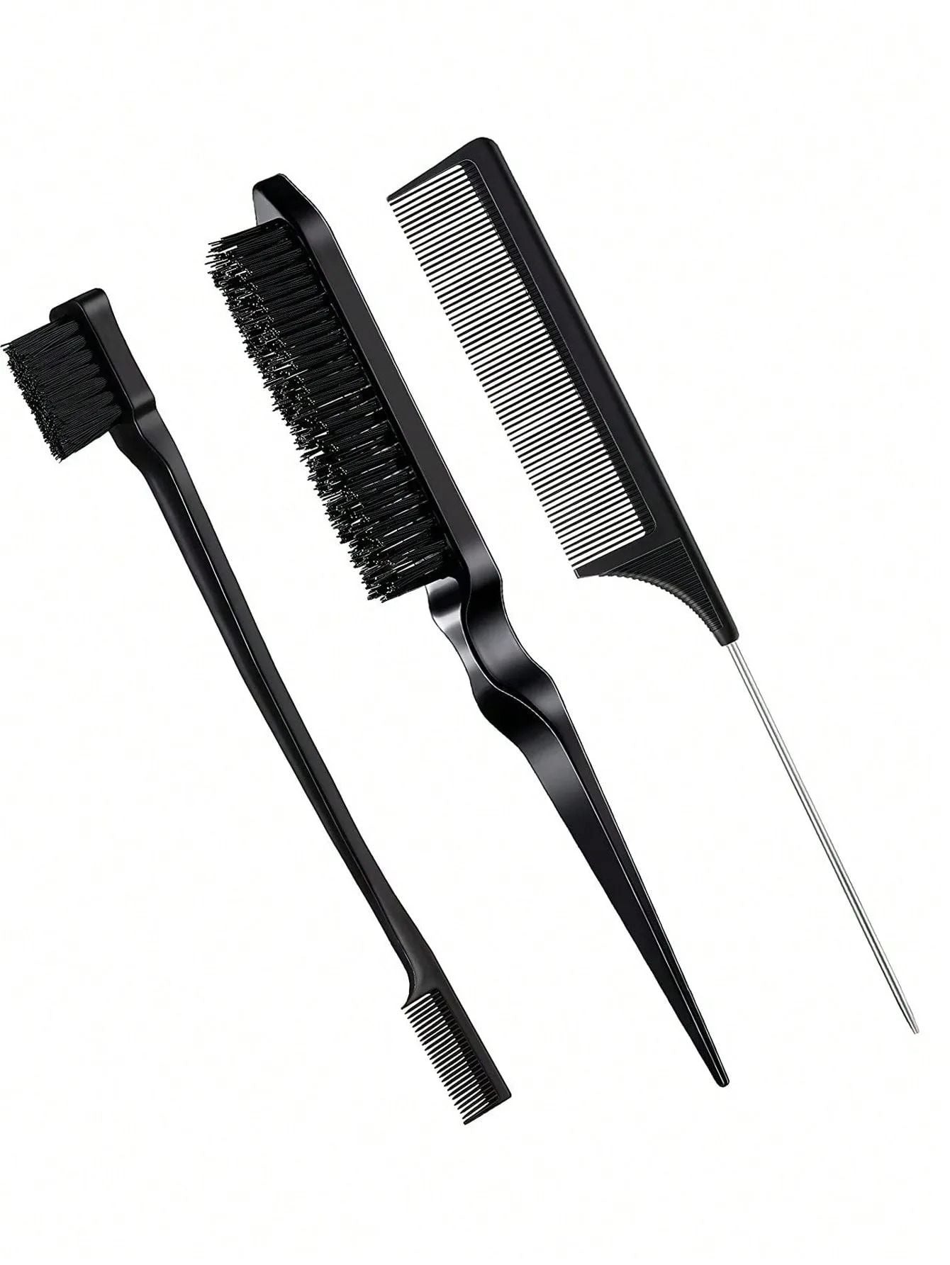 Styling Comb Set with Edge Brush and Tail Comb for Hair and Wig Care