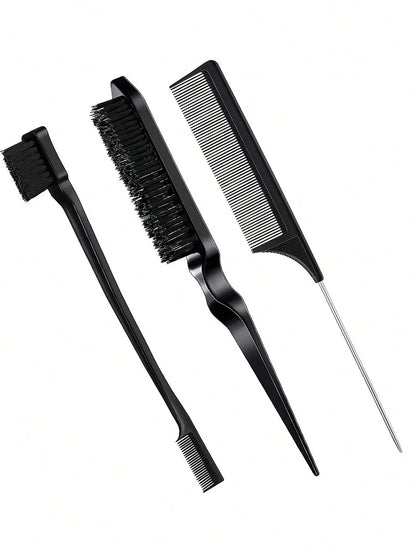 Styling Comb Set with Edge Brush and Tail Comb for Hair and Wig Care
