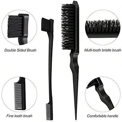 Styling Comb Set With Edge Brush And Tail Comb For Hair And Wig Care 3