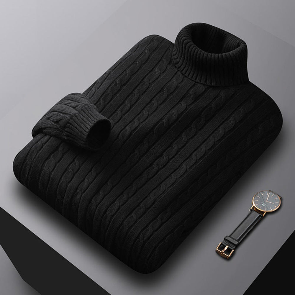 Men's Turtleneck Sweater, High Neck Pullover, Elastic Sweatwear, Casual Knitted Sweaters, Fall Winter Men's Fashion