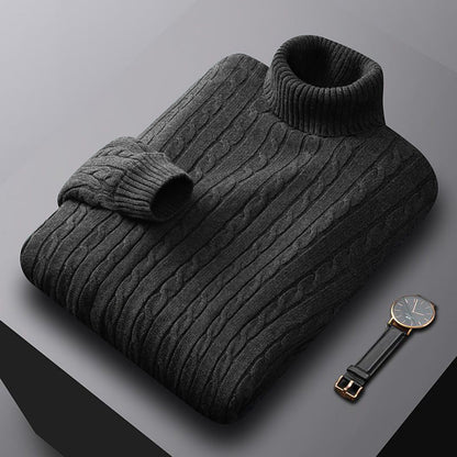 Mens Turtleneck Sweater High Neck Pullover Elastic Sweatwear Casual Knitted Sweaters Fall Winter Me 9