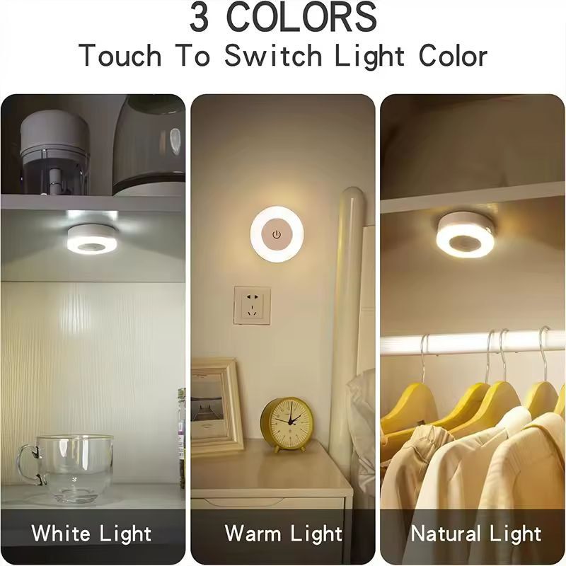 EnergySaver Touch LED Night Lamp  USB Rechargeable Dimmable 3Color Wall  Magnetic Base Nightlight 3