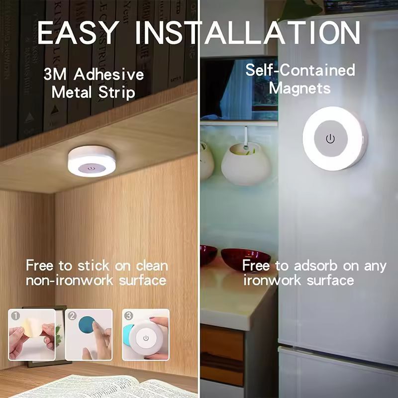 EnergySaver Touch LED Night Lamp  USB Rechargeable Dimmable 3Color Wall  Magnetic Base Nightlight 4