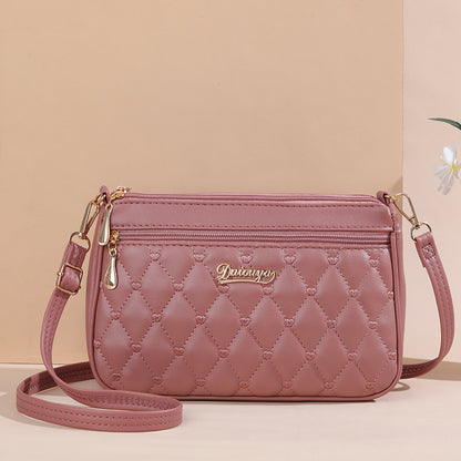 Zipper PU Leather Crossbody Bags, New Fashion Shoulder Bag for Women, Large Capacity Embroidery Handbag and Small Purse