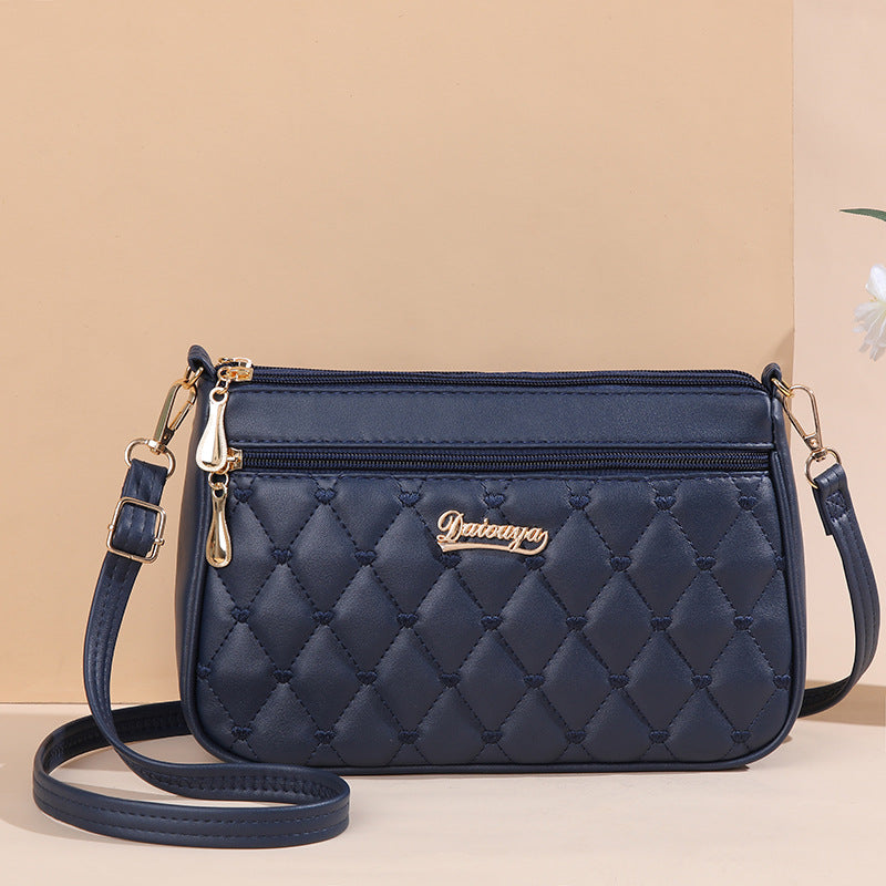 Zipper PU Leather Crossbody Bags, New Fashion Shoulder Bag for Women, Large Capacity Embroidery Handbag and Small Purse