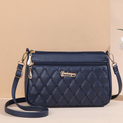 Zipper PU Leather Crossbody Bags, New Fashion Shoulder Bag for Women, Large Capacity Embroidery Handbag and Small Purse