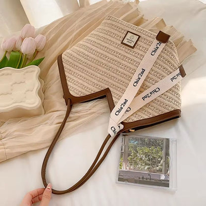 Straw Beach Shoulder Bag Retro Handmade Woven Summer Handbag For Women 10