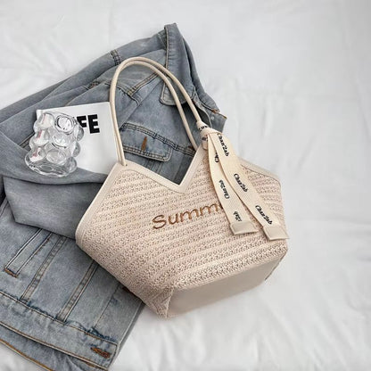Straw Beach Shoulder Bag Retro Handmade Woven Summer Handbag For Women 7