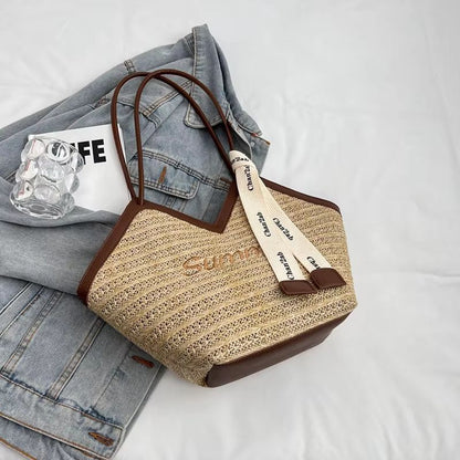 Straw Beach Shoulder Bag Retro Handmade Woven Summer Handbag For Women 8