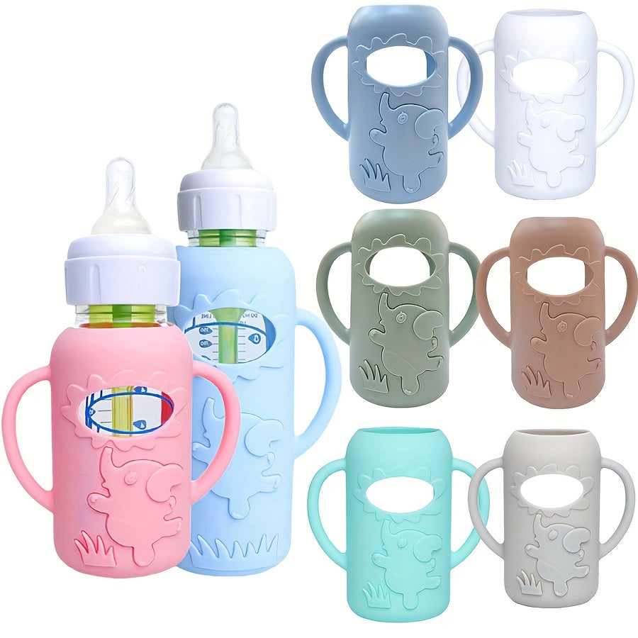 Durable New Elephant Narrow-neck Bottle Silicone Handle Sleeve for Milk Bottle, Juice or Water Bottle