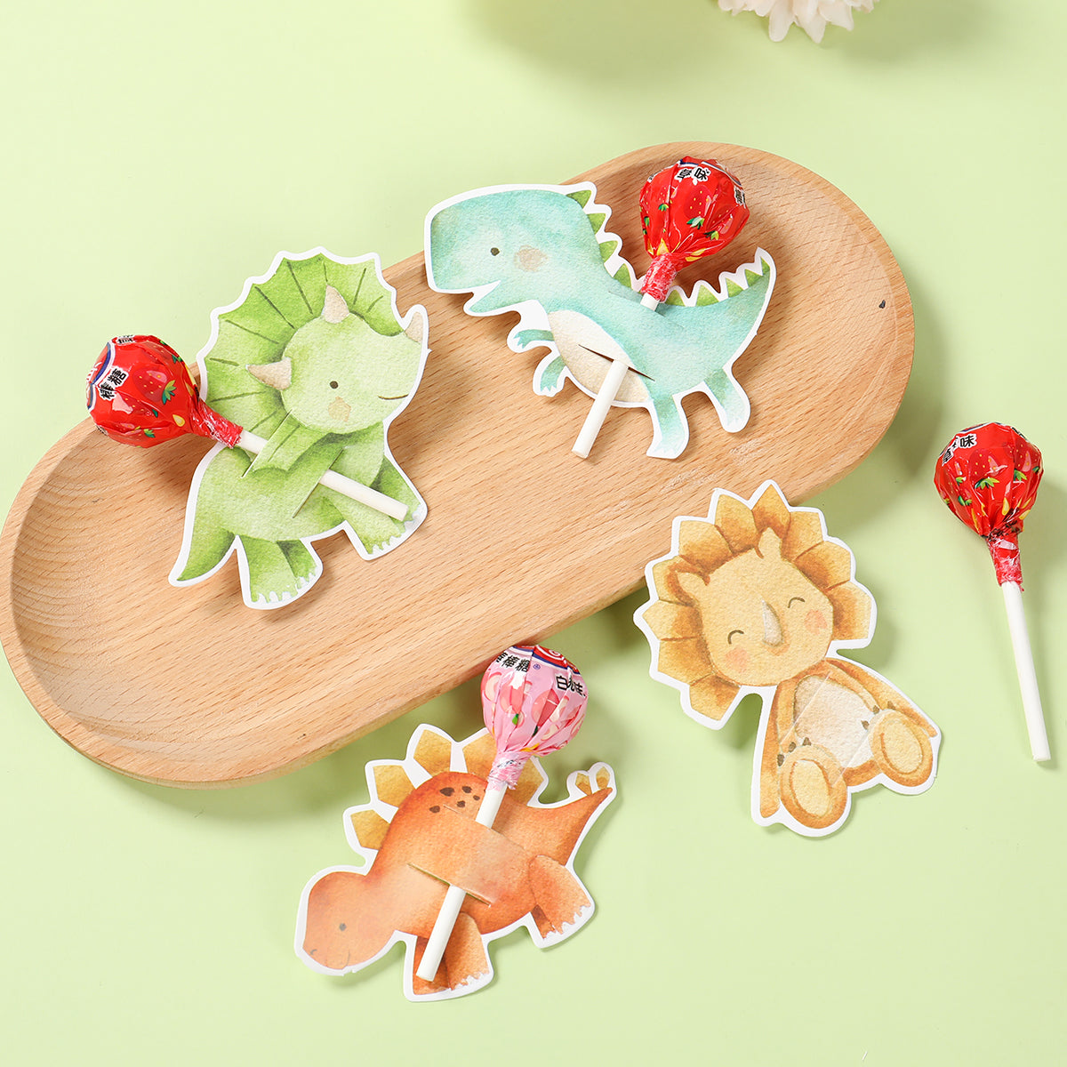 Birthday Party Decor Dinosaur Lollipop Holder Card Roar Dino Favors 1