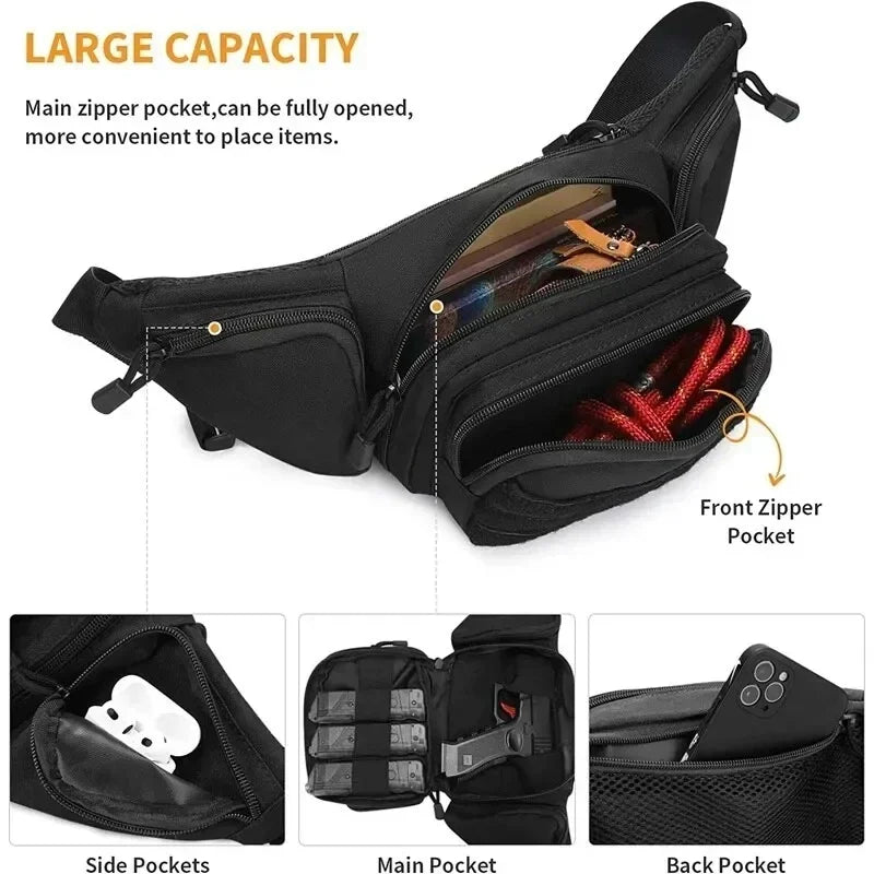 High Capacity Waist Bag Tactical Multi Function Waist Pack For Men Nylon Shoulder Fanny Packs Hikin 4