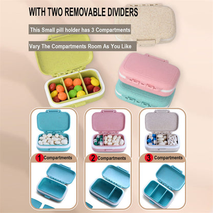 Mini Portable Pills Organizer Case, Grids PillBox, Weekly Tablet Storage Container, Medicine Box