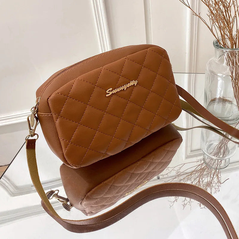 Simple Embroidery Checkered Crossbody Camera Bag for Women Checkered Crossbody Bag