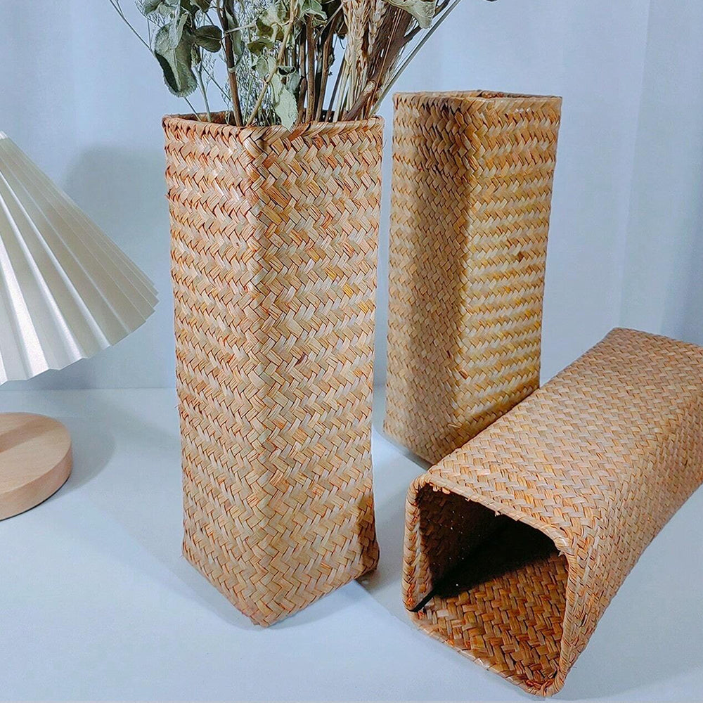 Creative Handmade Woven Flower Vase, Gypsophila Dried Flower Basket, Home Decoration Flower Arranger