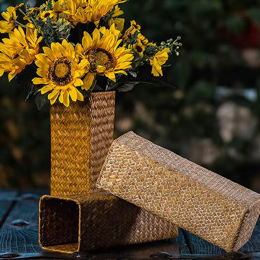 Creative Handmade Woven Flower Vase, Gypsophila Dried Flower Basket, Home Decoration Flower Arranger