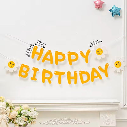 Birthday Flag Party Banner Flower Garland Kids Room Birthday Decoration 6