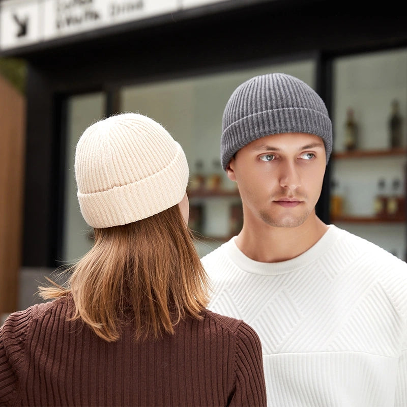 Wool Fashion Knitted Hat For Men  Women Simple Warm Skullies Beanie Cap Trendy Autumn Winter Solid  3