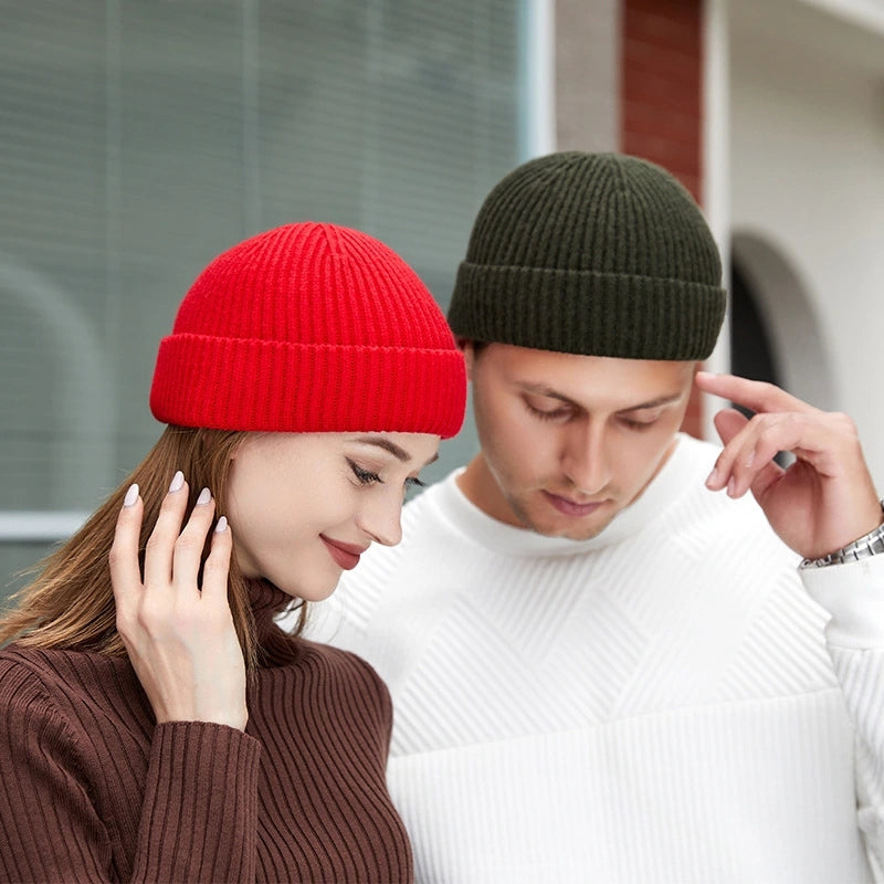 Wool Fashion Knitted Hat for Men & Women, Simple Warm Skullies Beanie Cap, Trendy Autumn Winter Solid Beanie