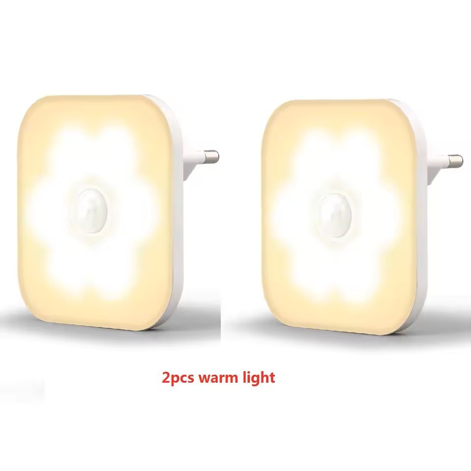 Wireless LED Motion Sensor Night Light EU Plug LED Night Lamp For Childrens Bedroom Bedside Table H 3