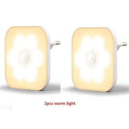 Wireless LED Motion Sensor Night Light EU Plug LED Night Lamp For Childrens Bedroom Bedside Table H 3