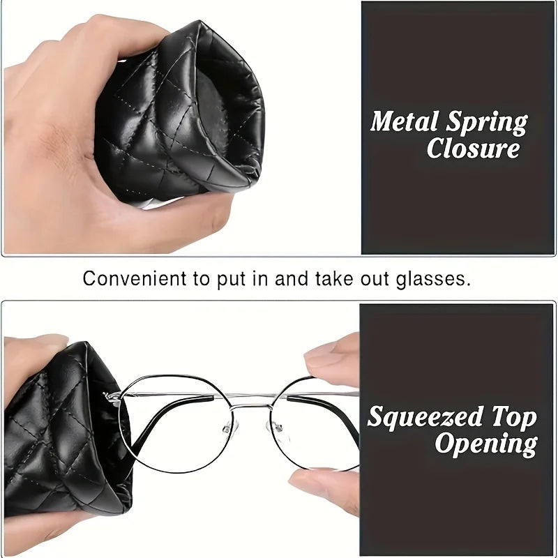 Portable PU Leather Sunglasses Case Soft Eyeglasses Pouch EasytoUse Squeeze Case For Protection 3